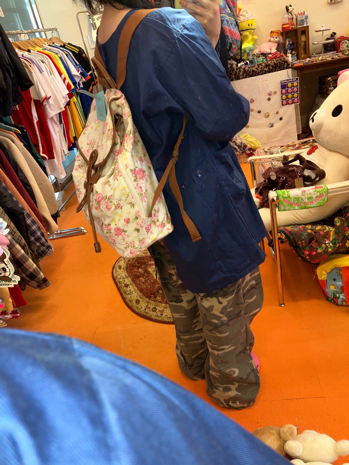 티니위니 플라워 레더 포인트 캔버스 백팩 상품이미지5