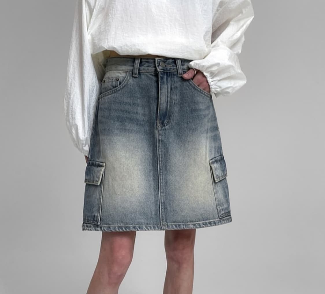 블랙업 이파 데님 카고 스커트 S 상품이미지1