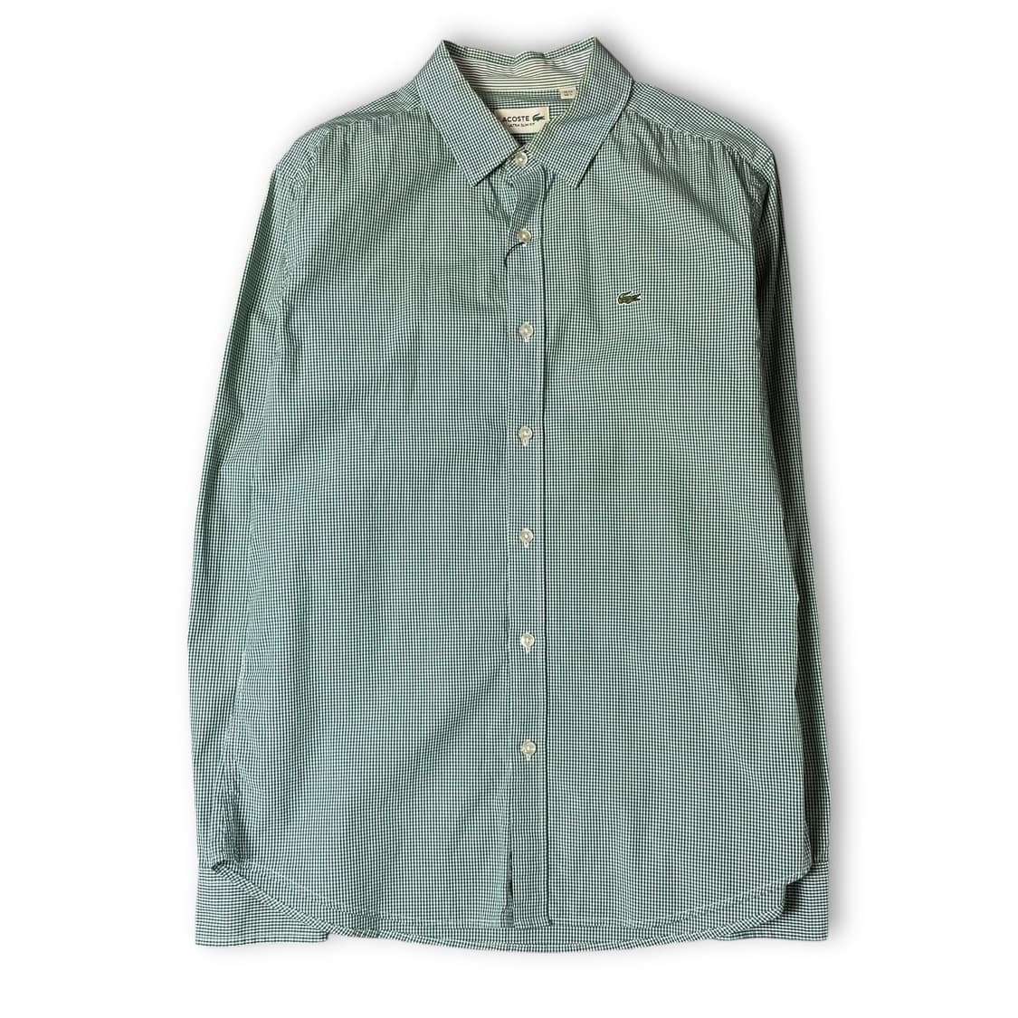 라코스테 그린 마이크로 체크 긴팔 셔츠 울트라 슬림핏 L 상품이미지1