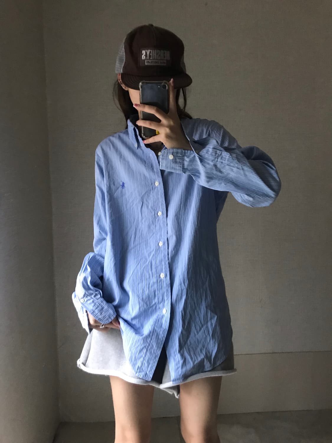 폴로 연하늘 긱시크 셔츠 상품이미지5