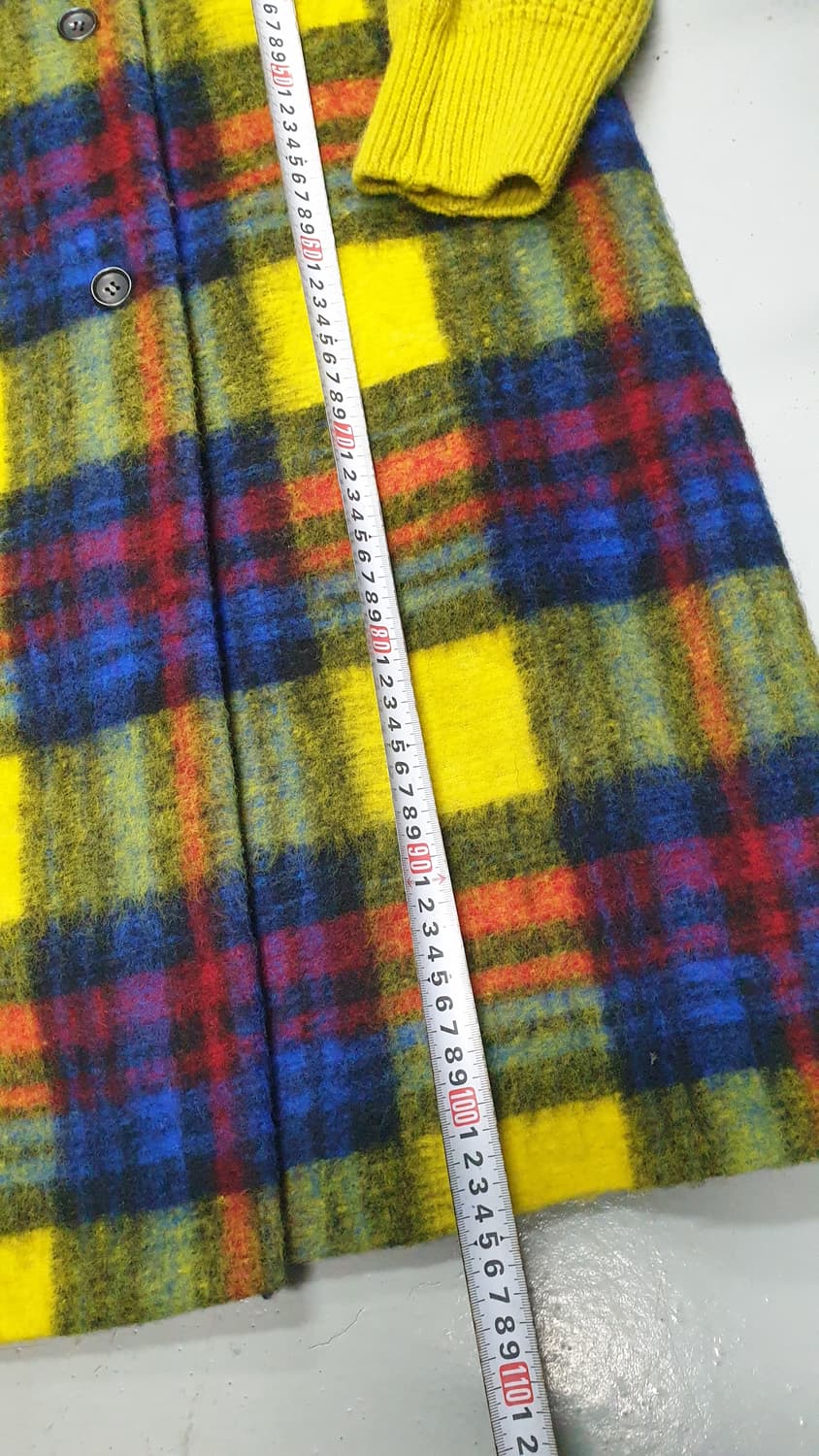 베네통 모헤어 체크 롱 코트 상품이미지4