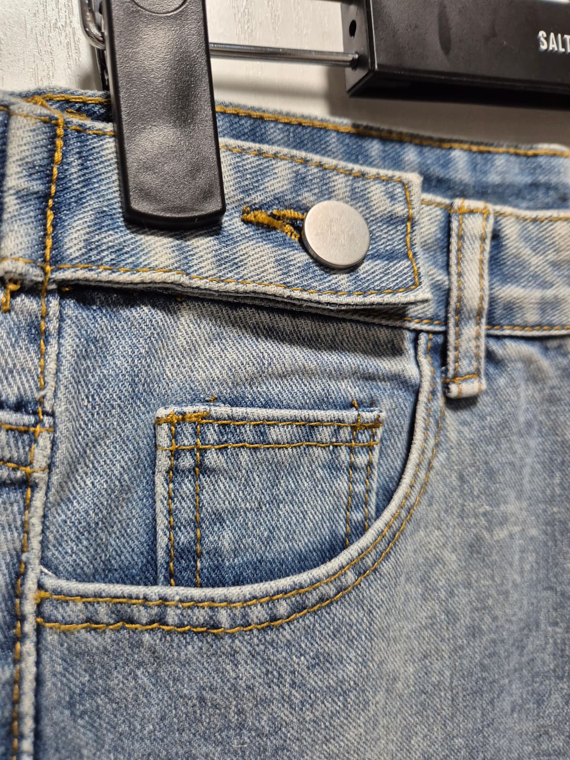 (새상품)vtg 연청 데님 스커트 H라인 미디 스커트 상품이미지5