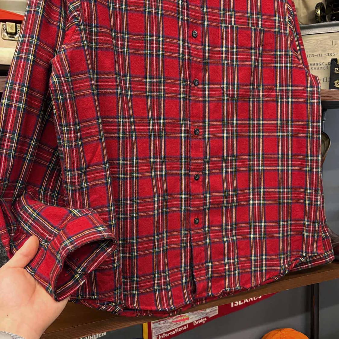 90s L.L.Bean 엘엘빈 체크 포켓 플란넬 셔츠 N493 상품이미지4