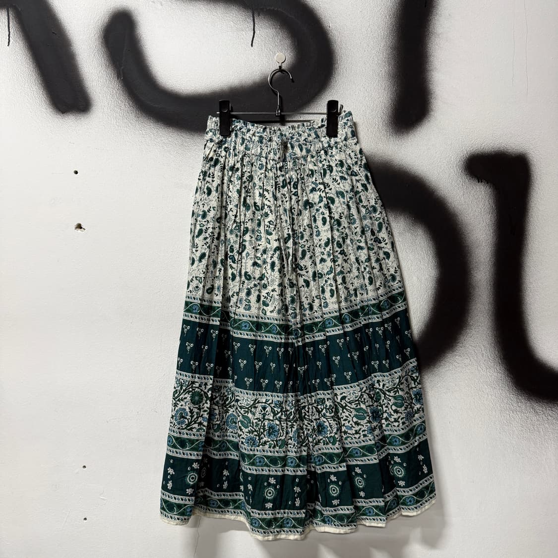 VTG 오리엔탈 에스닉 페이즐리 풀 패턴 플레어 롱 스커트 상품이미지1
