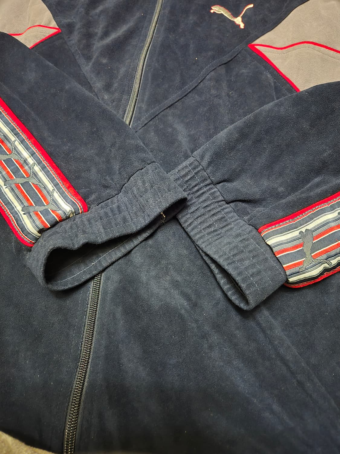 [90s XXL] Vintage 푸마 벨루어 사이드라인 트레이닝 자켓 상품이미지4
