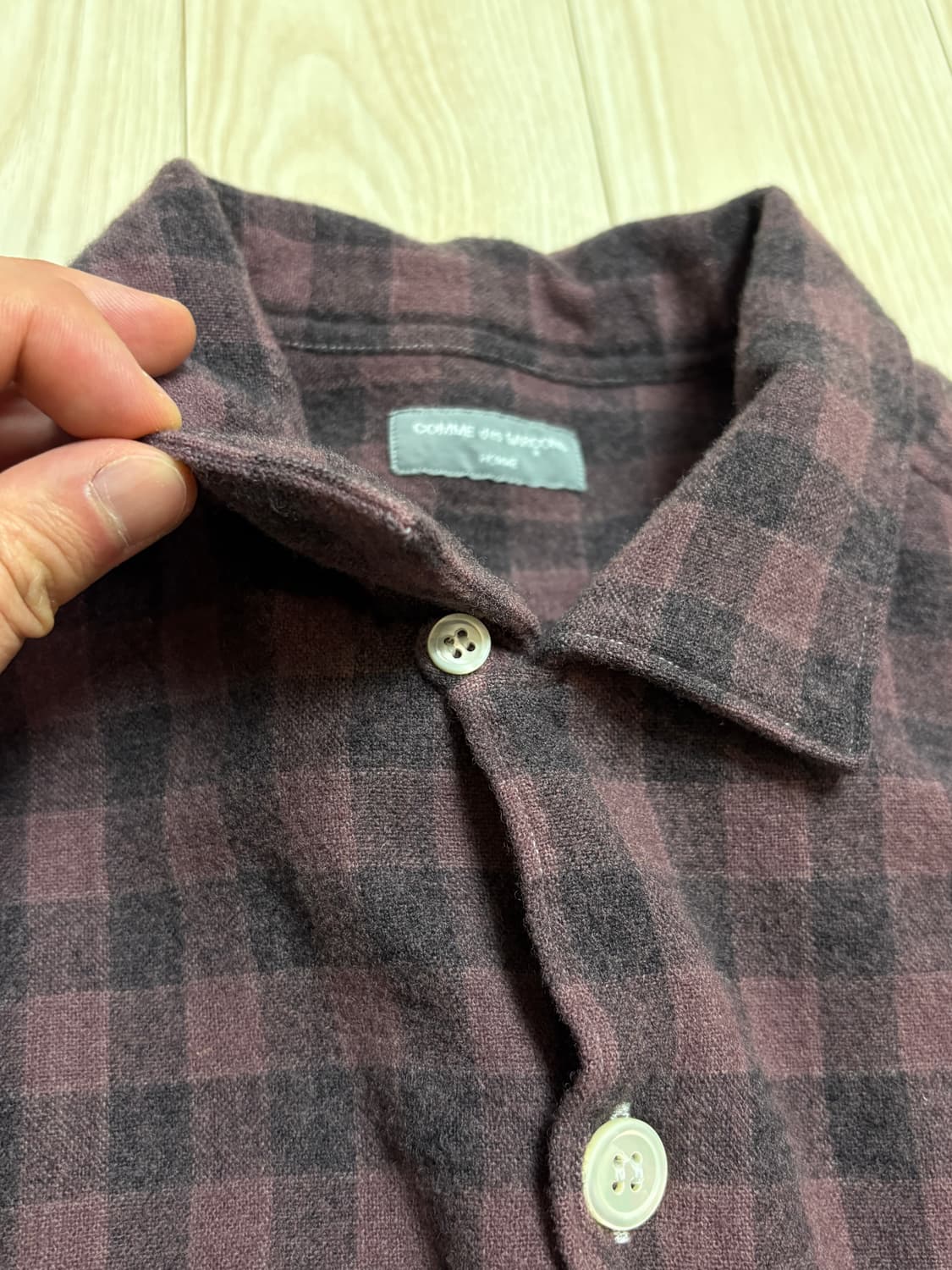 꼼데가르송옴므 울혼방 깅엄셔츠 상품이미지3