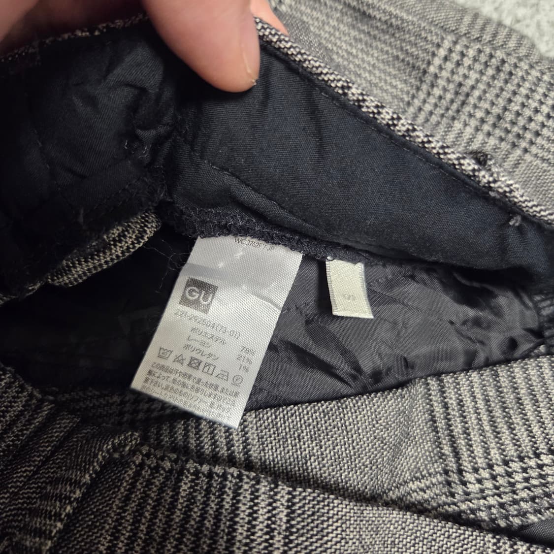 GU 글렌체크 밴딩 원턱 와이드 팬츠 24-26 상품이미지4