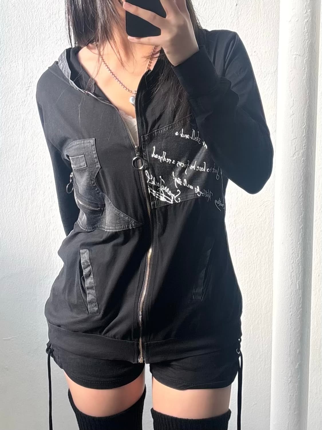 Vintage Lettering Detail Hood Zip-Up 상품이미지1