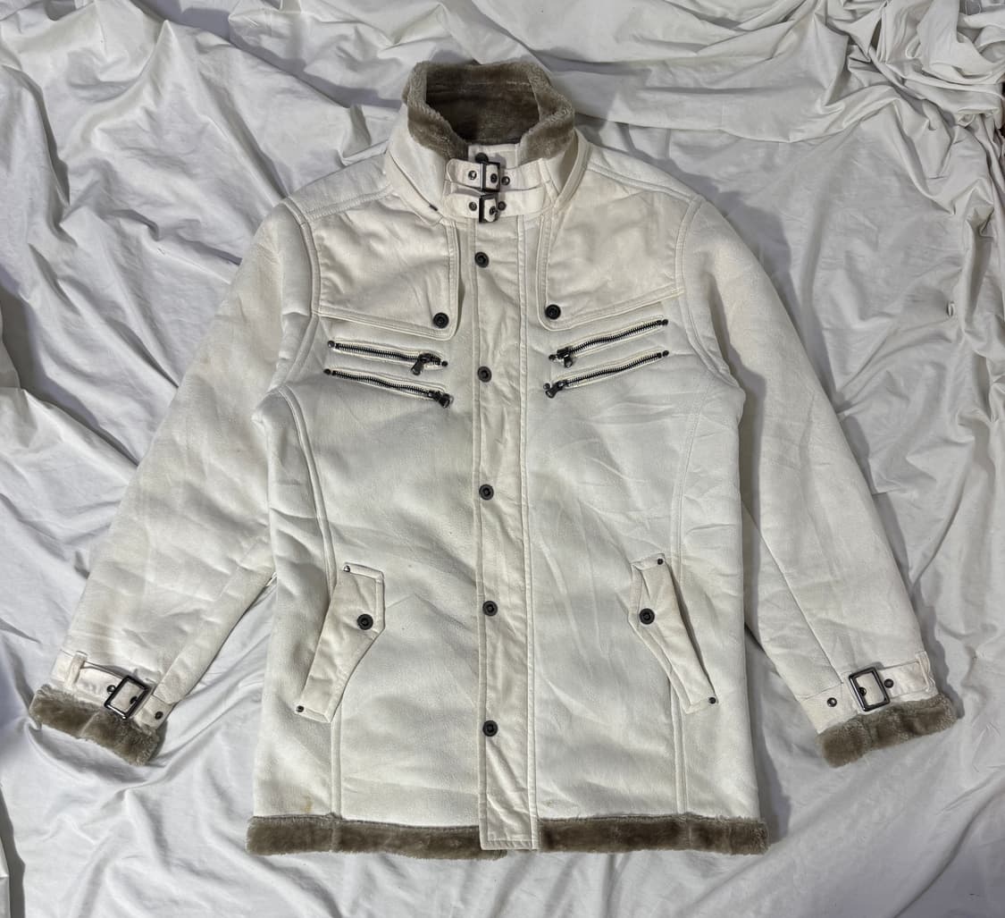 Gilevans 스웨이드 보아 하이넥 자켓 y2k vkei 토네이도마트 상품이미지2