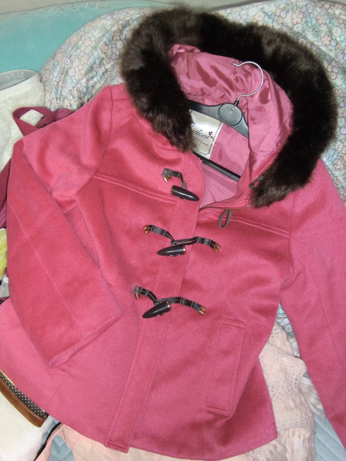 핑크 숏코트 떡코 빈티지 하구미 모리걸 러블리 펑크 니혼진 상품이미지1