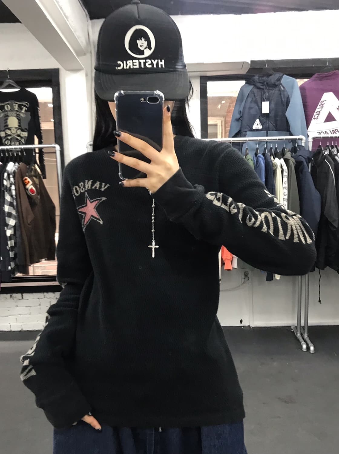 밴슨 레더 스타 와플 롱슬리브 상품이미지1