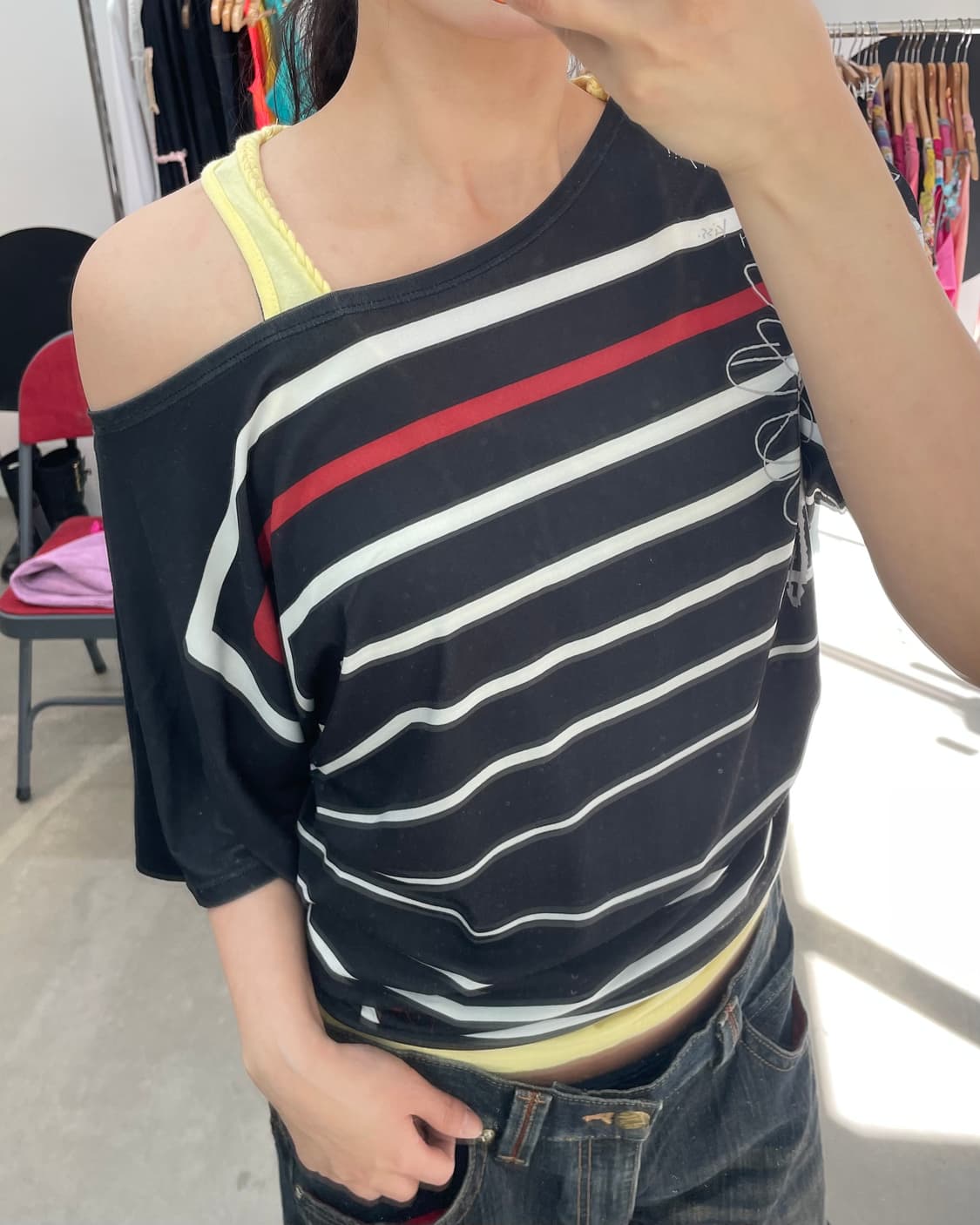 Desigual 스트라이프 드레이프 티셔츠 상품이미지2