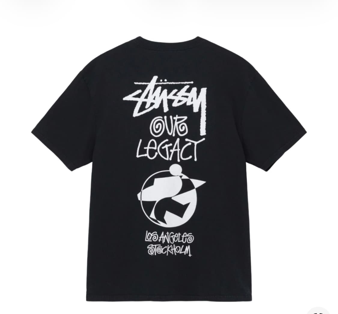 L) 스투시 x 아워레가시 서프맨 2 피그먼트 다이드 티셔츠 블랙 상품이미지1