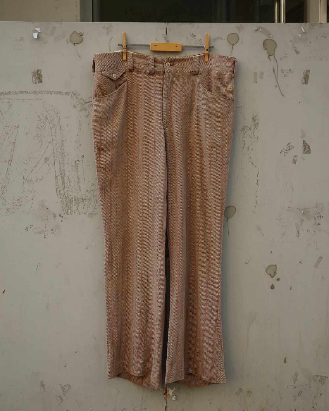 70s 빈티지 레드 핀스트라이프 플레어 슬랙스 상품이미지1