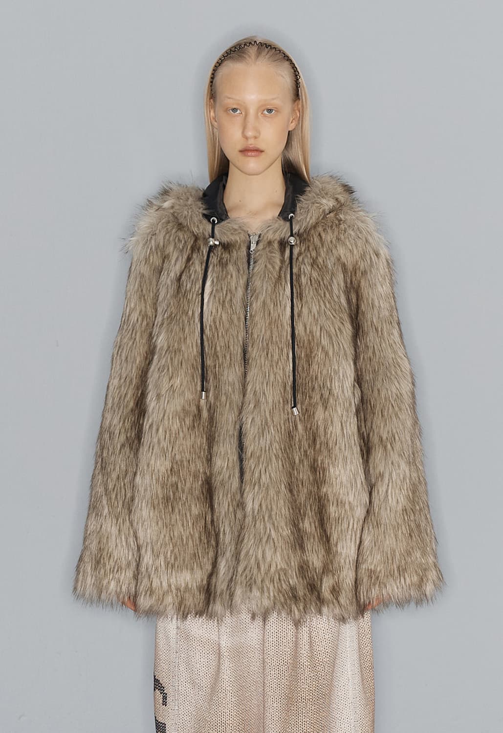 Open yy Reversible Faux Fur Hood Jacket 상품이미지1