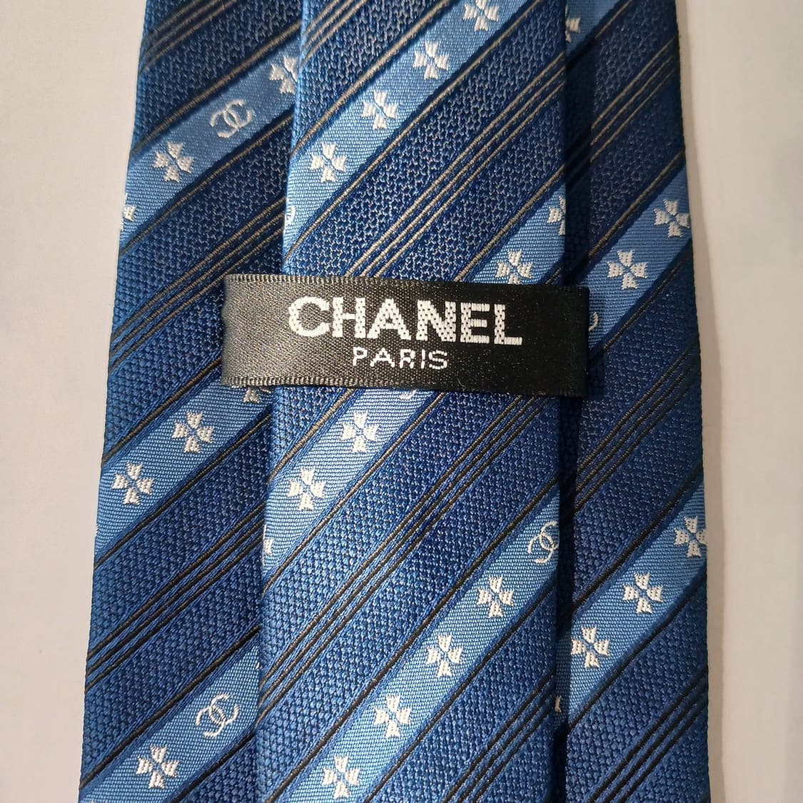 샤넬 실크 블루 자카드 로고 패턴 넥타이 9.5cm A~B등급 E849
 상품이미지5