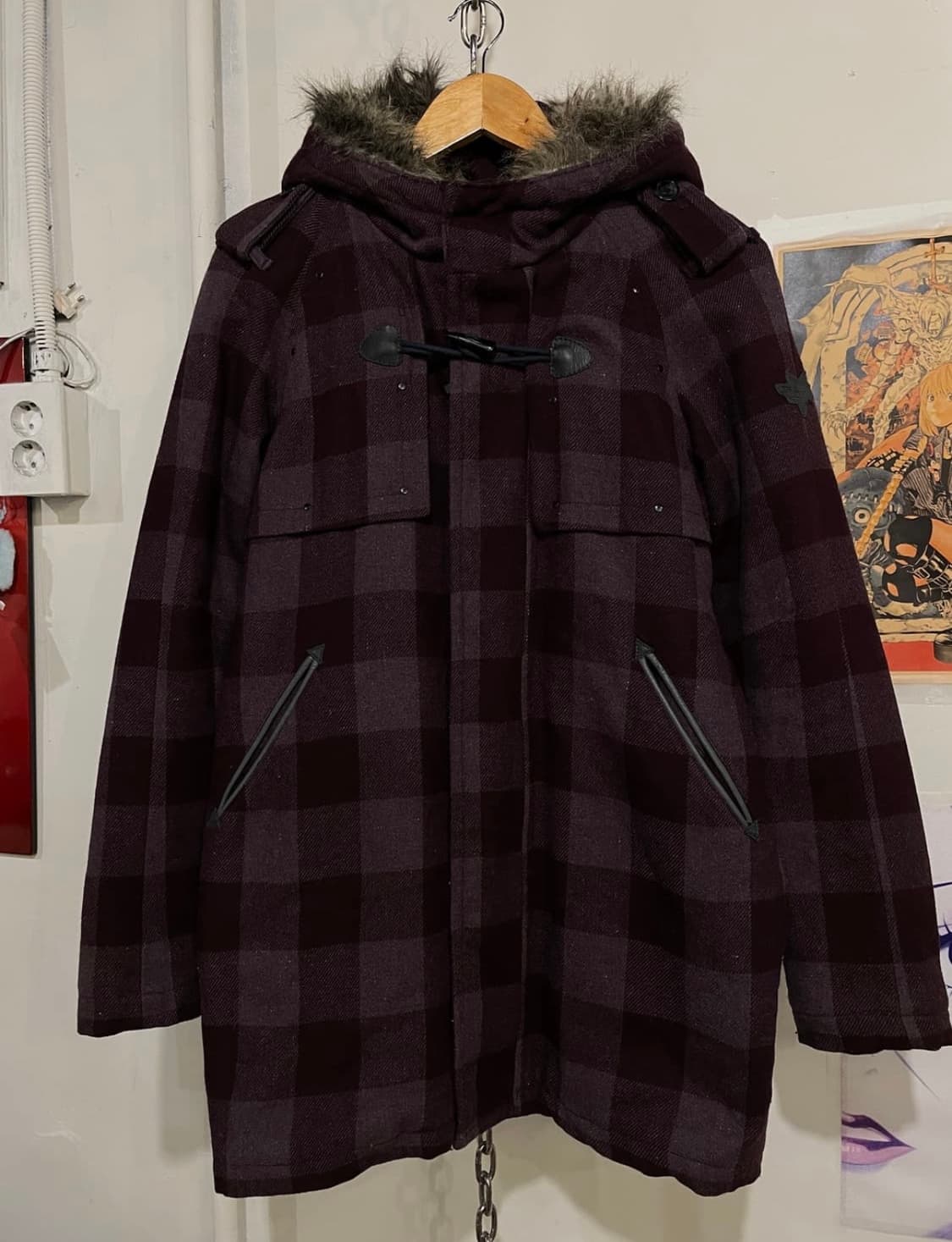 디젤 지퍼 후드 체크패턴 딥 퍼플 코트 상품이미지3