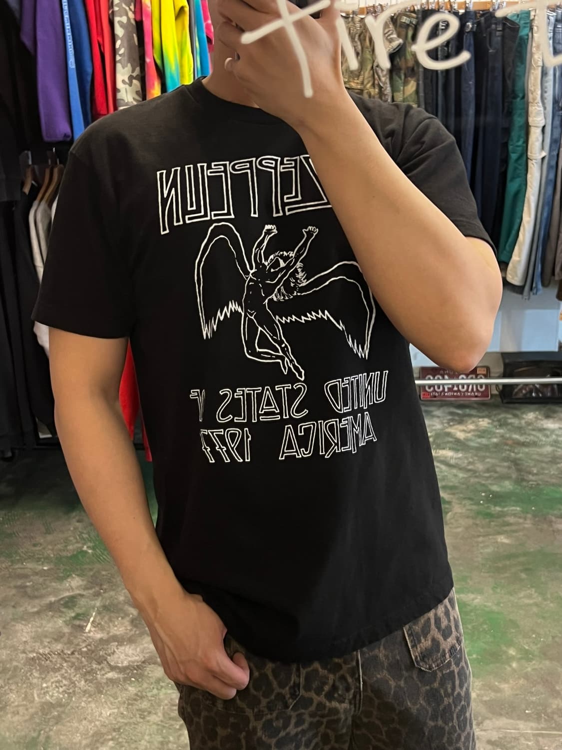 [L] 레드 제플린 1977 투어 티셔츠 밴드티 블랙 상품이미지2