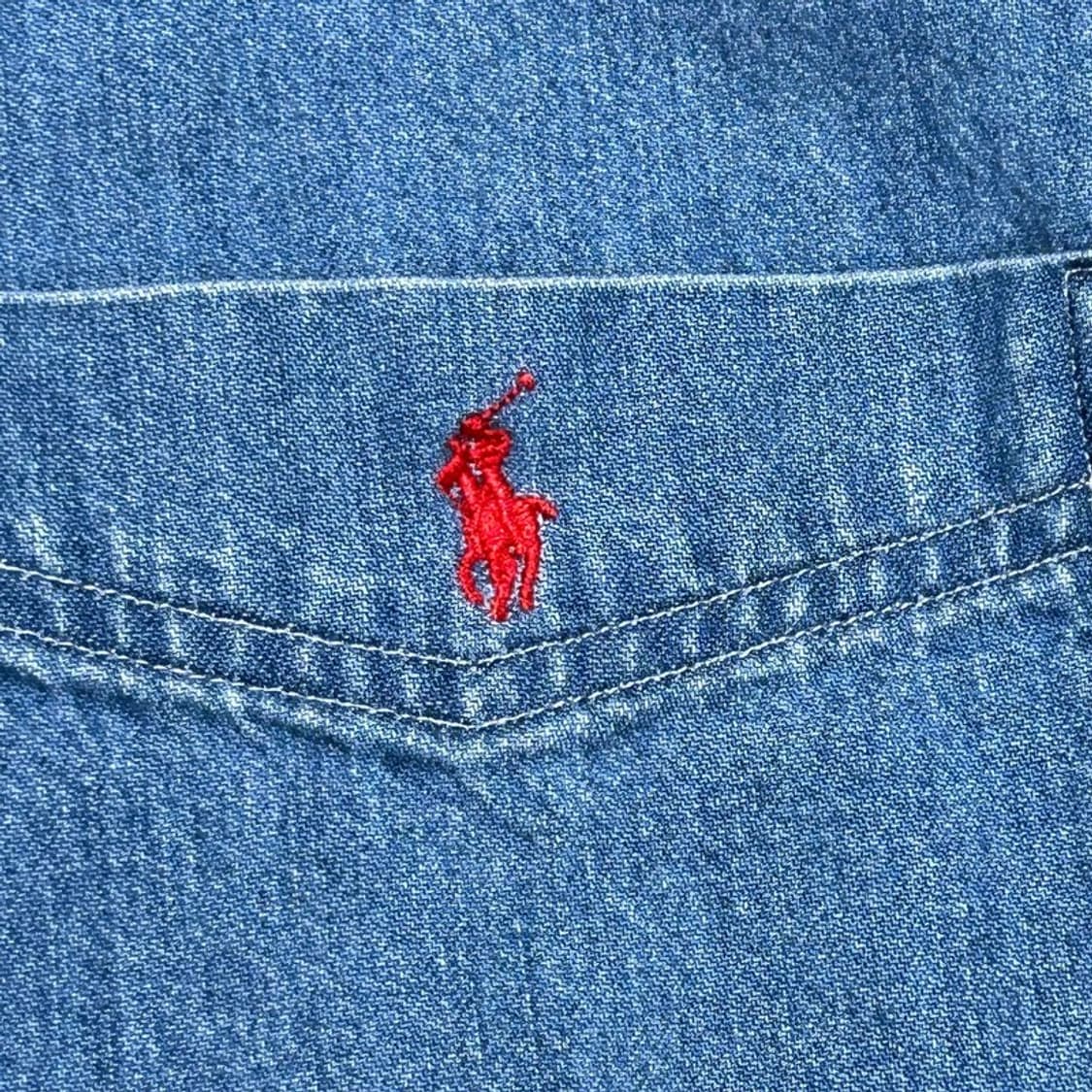 폴로랄프로렌 클래식 핏 레드포니 포켓 데님 반팔 셔츠 L 상품이미지2