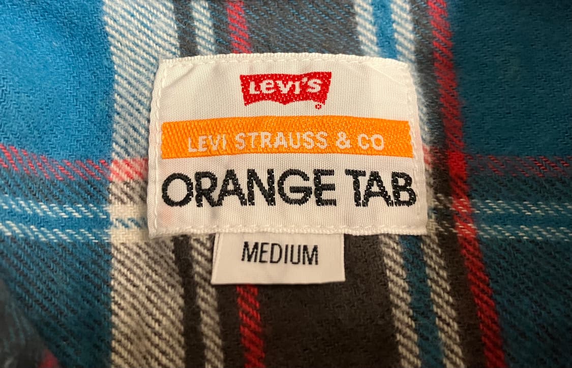 리바이스 오렌지탭 체크 셔츠 M / 100 남녀공용 L 빈티지 상품이미지4