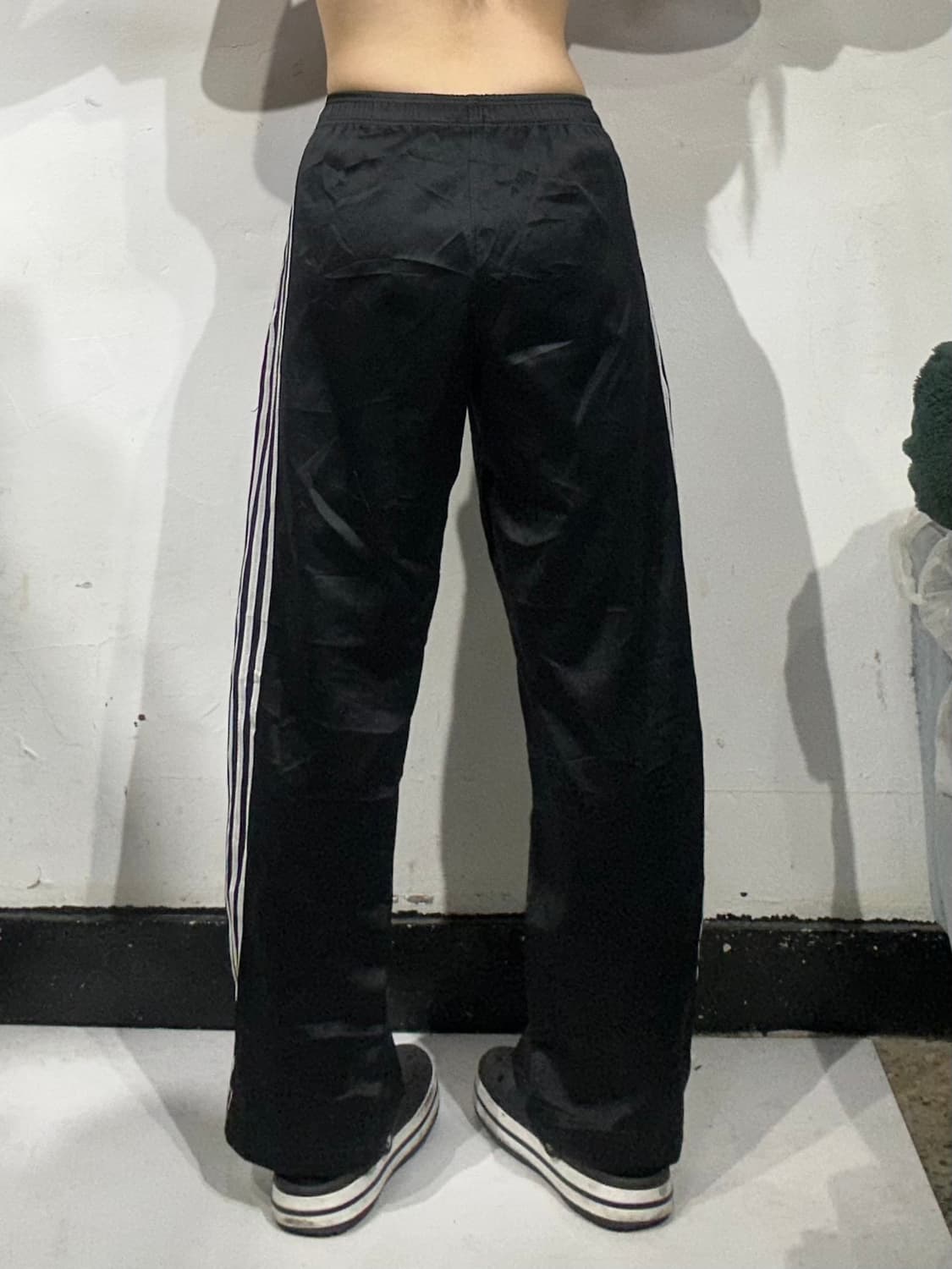 00s 아디다스 블랙 화이트 삼선 와이드 팬츠 상품이미지3
