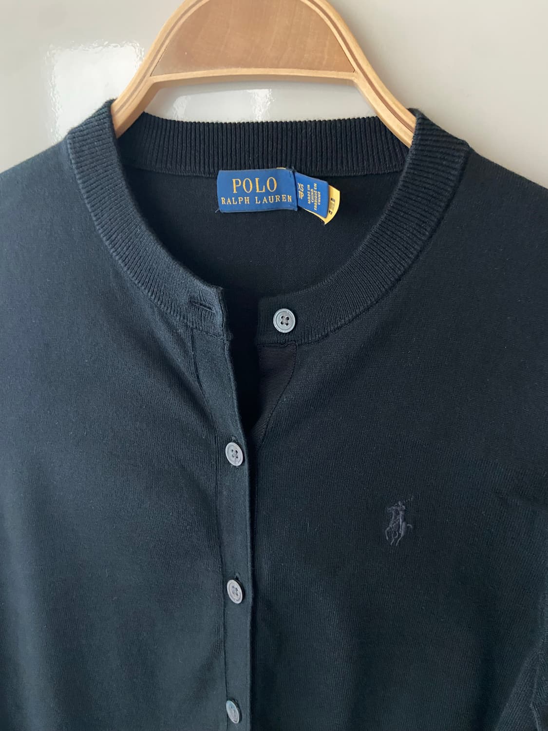 폴로 코튼 가디건 블랙 XS 상품이미지3