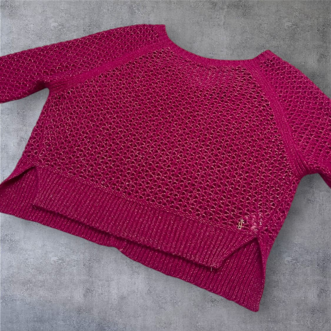 쥬시꾸뛰르 Juicy couture 딥핑크 크로셰 니트 S 상품이미지5