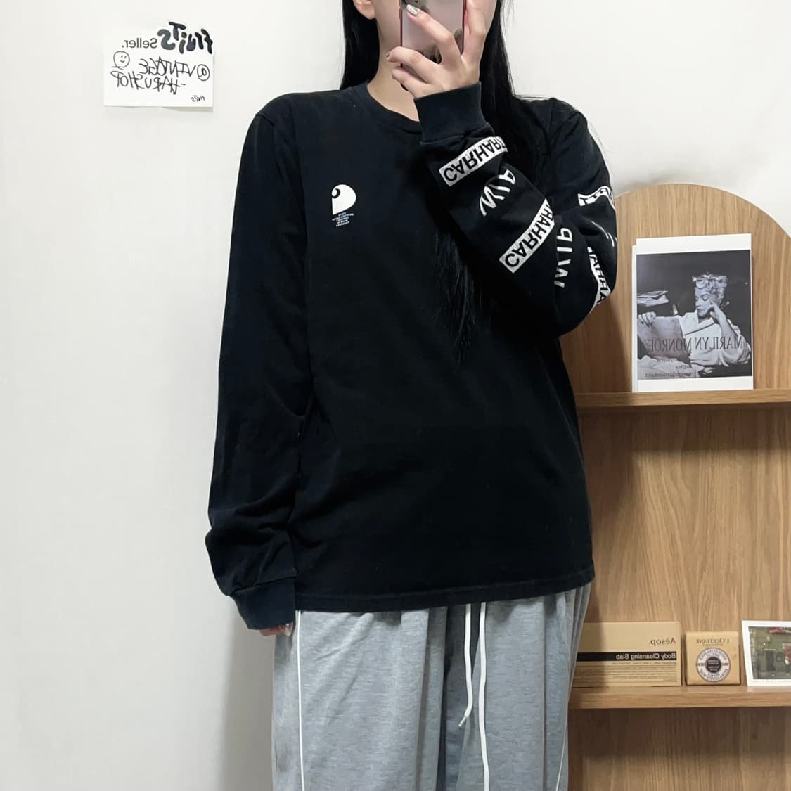 [정품] 칼하트 블랙 뒷빅로고 긴팔티 [ 실확 ] 상품이미지2