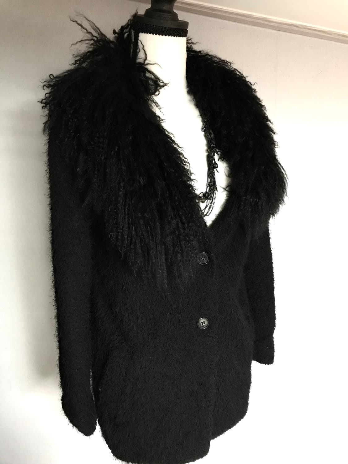 Vintage Faux Fur Shaggy Knit Cardigan 상품이미지1