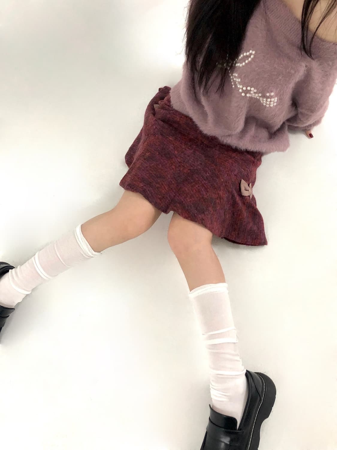 2 Side Ribbon A-line Mini Skirt  상품이미지4
