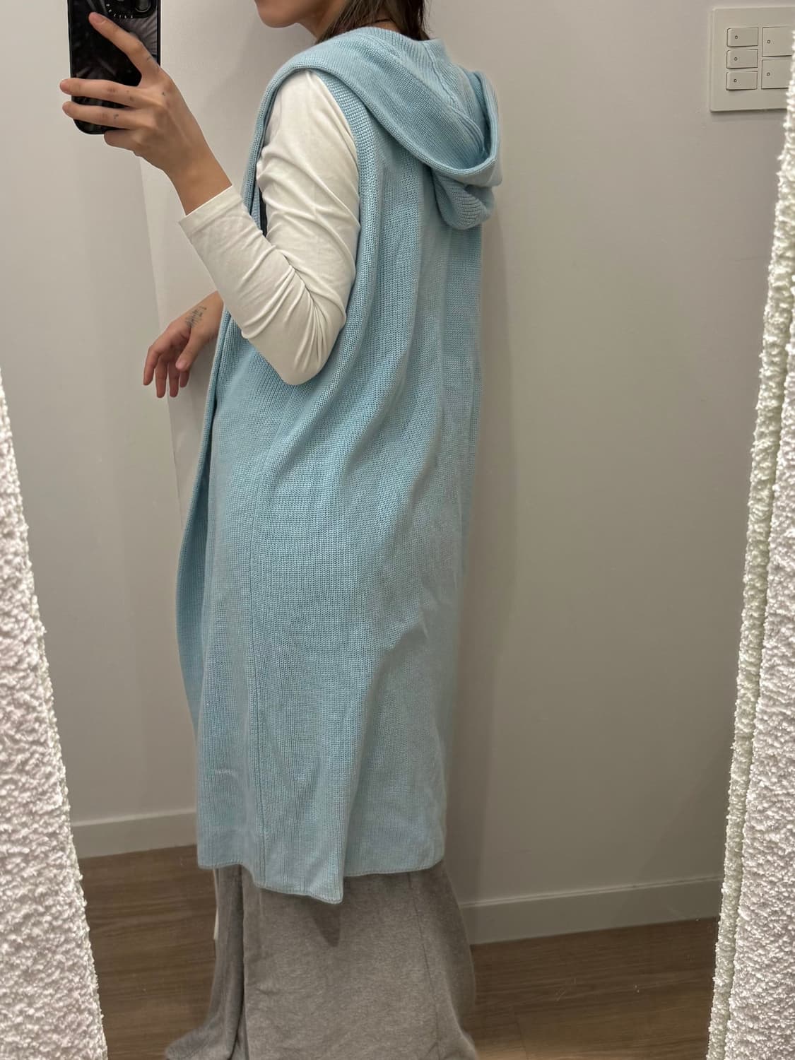 빈티지 니트 후드 슬리브리스 상품이미지5