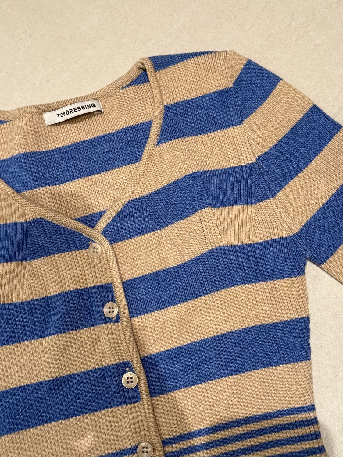 탑드레싱 에이블리 골지 단가라 니트 가디건 상품이미지2