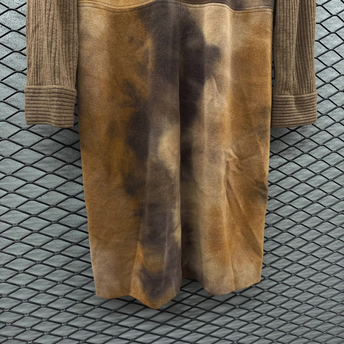 JPN VINTAGE 마블링 패턴 터틀넥 롱 원피스 골지 울패치 상품이미지5