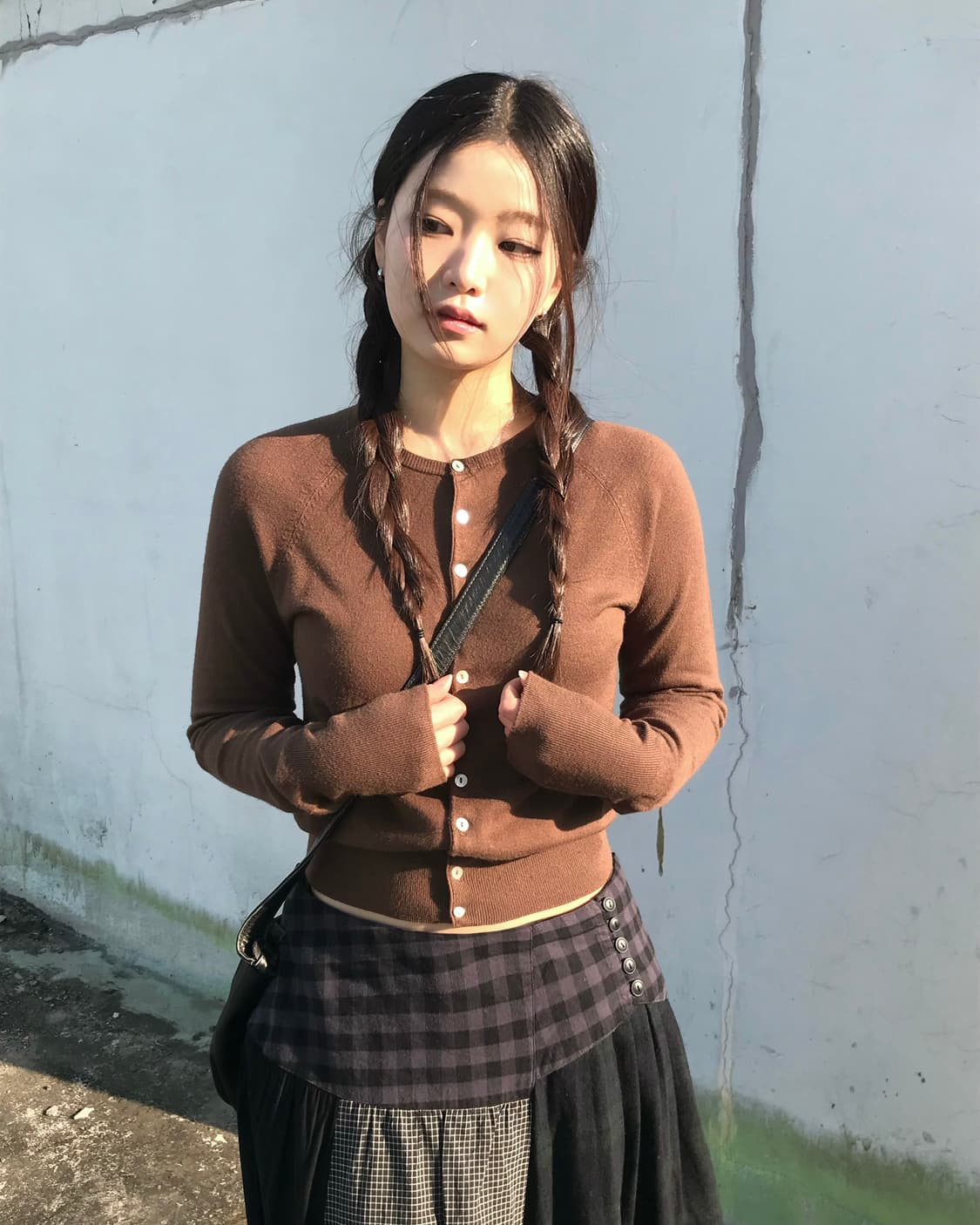 브라운 니트 가디건 상품이미지6