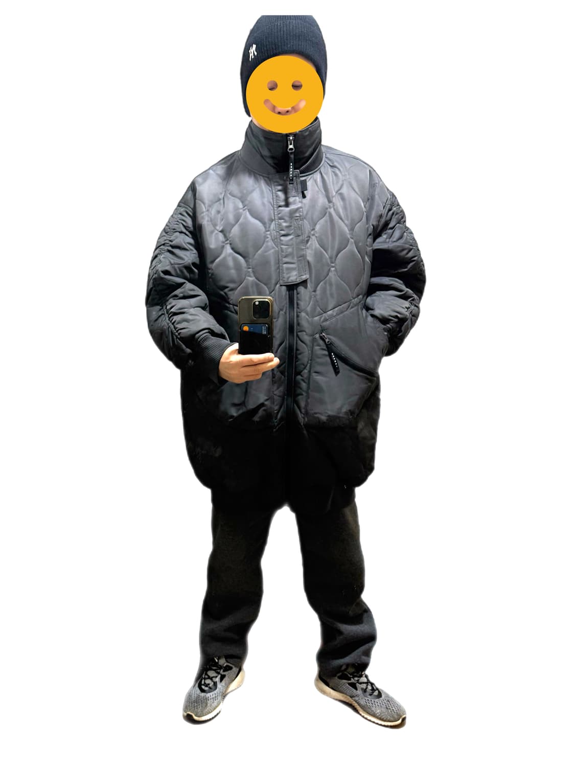 젠사이 / 퀼팅 오버핏 하이넥 2중 덧뎀구조 롱미들패딩 상품이미지1