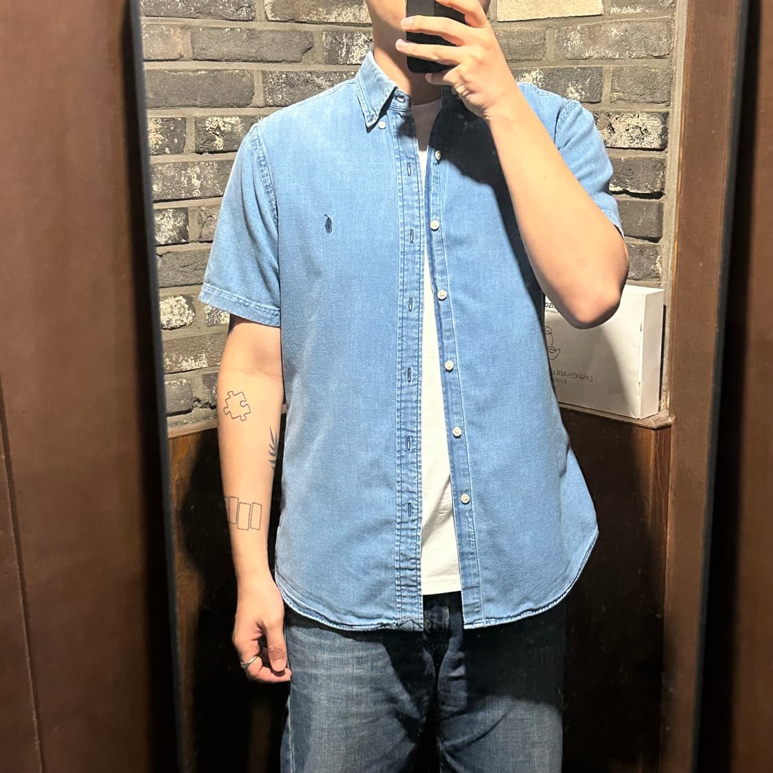 L) 폴로 랄프로렌 인디고 데님 반팔 셔츠 상품이미지9