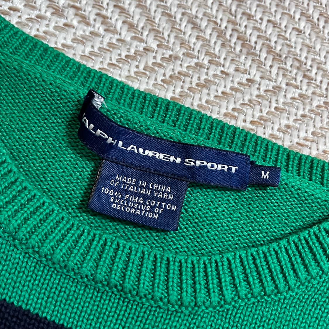 [정품] 폴로 그린 네이비 패치로고 단가라 니트 [ M ] 상품이미지4