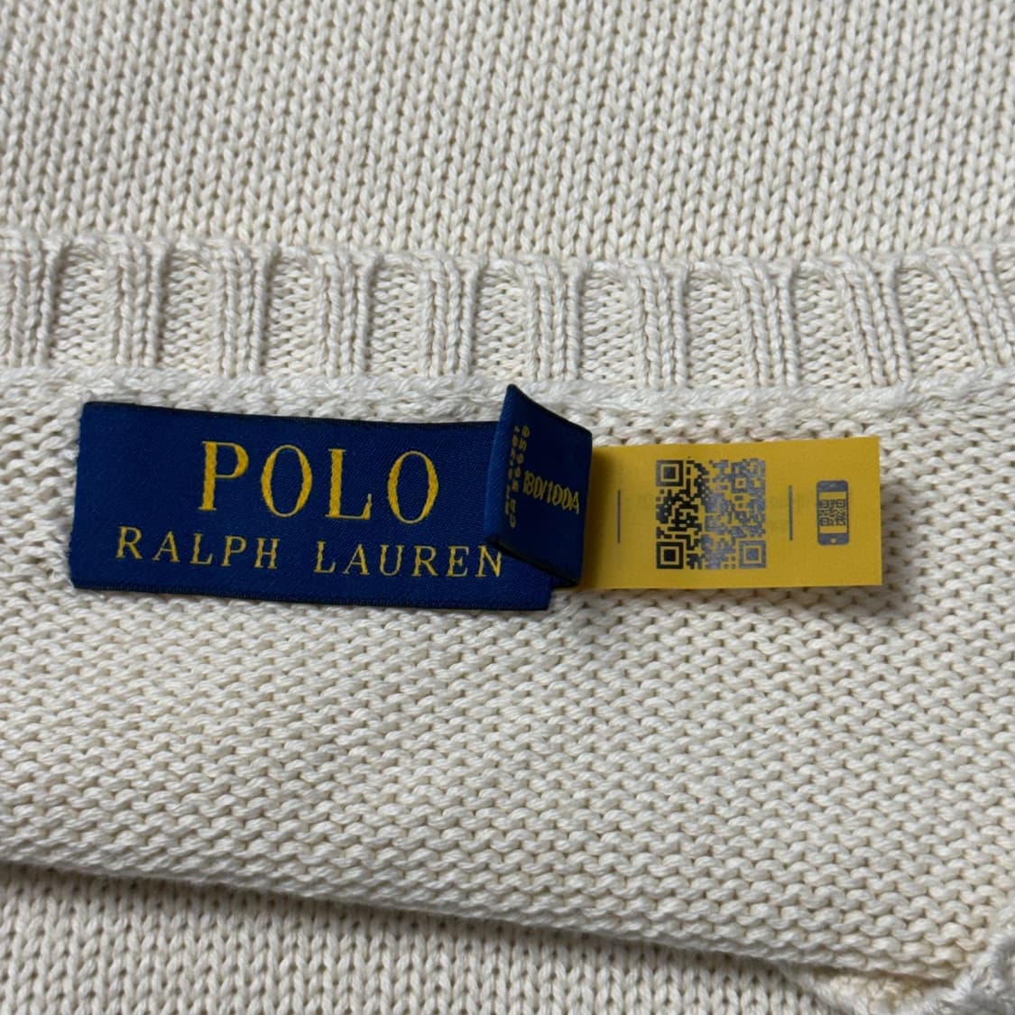 (L) 폴로 랄프로렌 QR라벨 코튼 니트 아이보리 상품이미지5