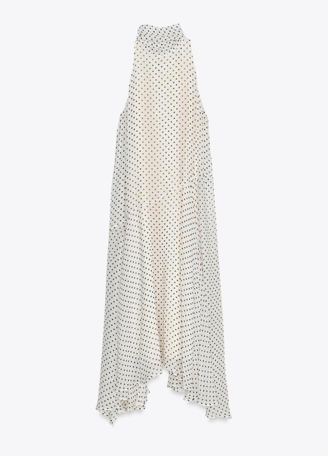 (핀터핫템) ZARA ZW 컬렉션 폴카 도트 홀터 드레스 화이트 XS 상품이미지4