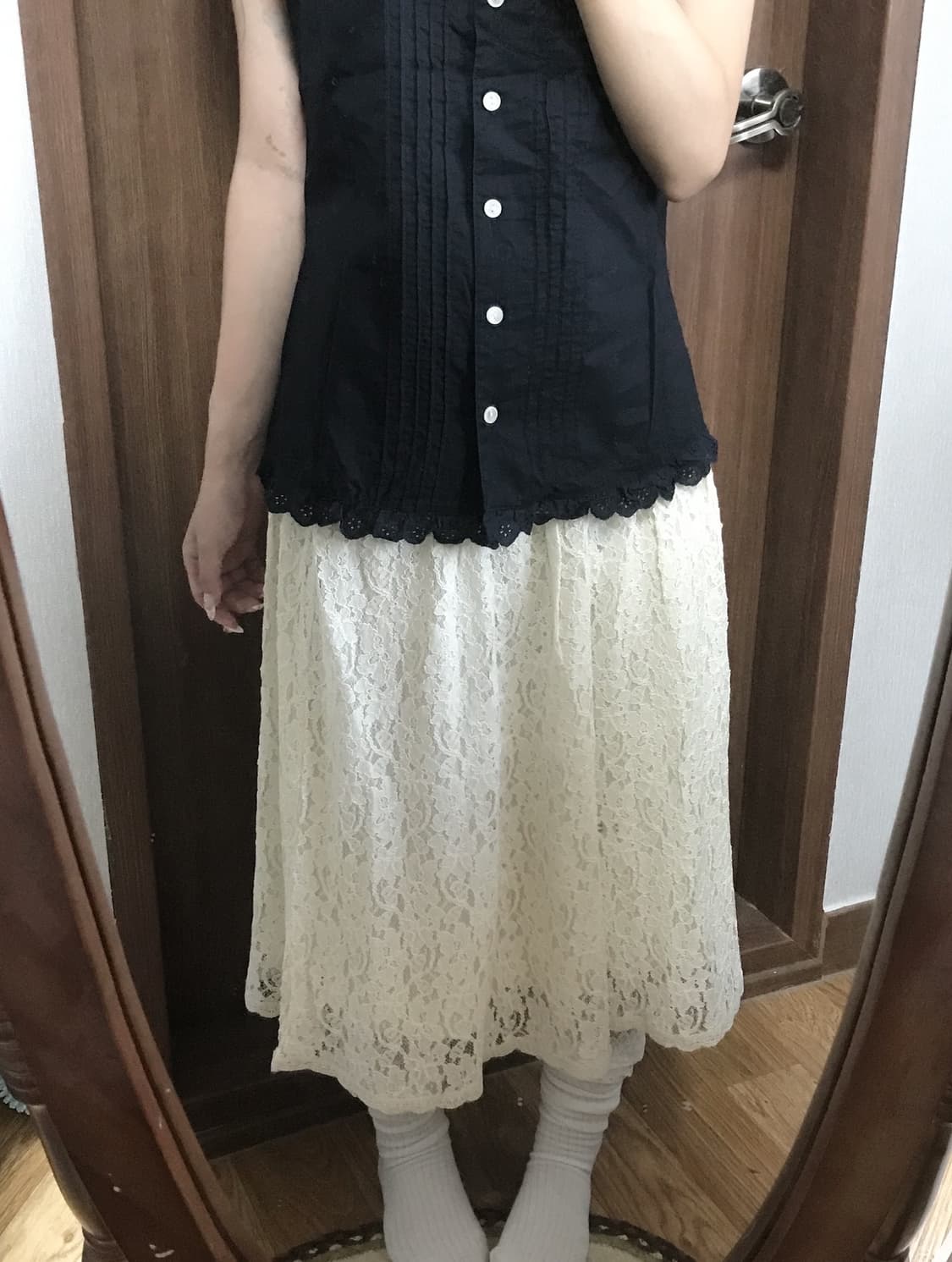 JP vintage white lace sk 상품이미지1