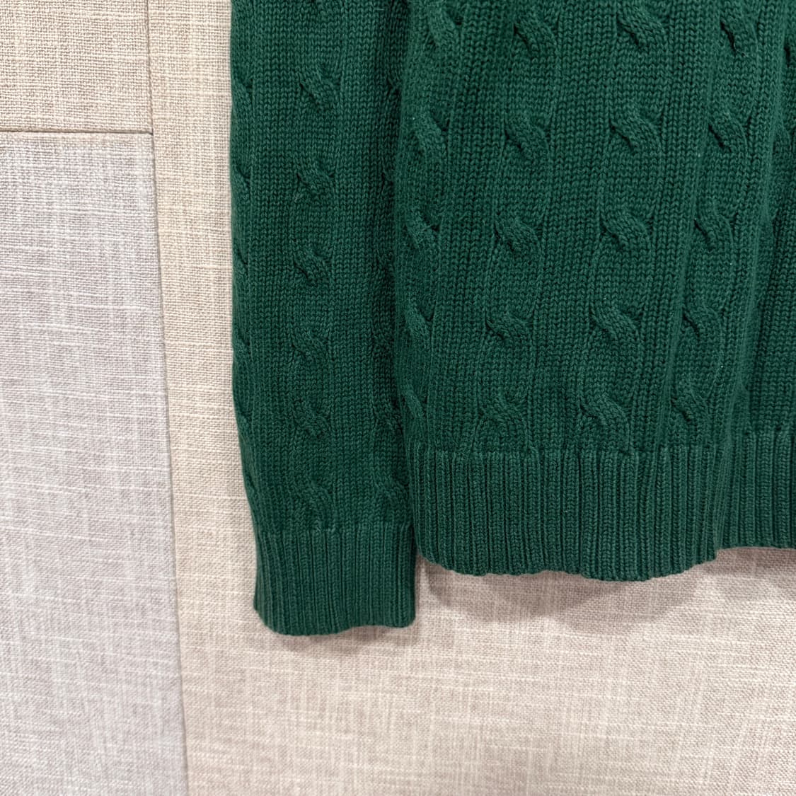 로렌 랄프로렌 브이넥 케이블 니트 L 그린 (w) 상품이미지4