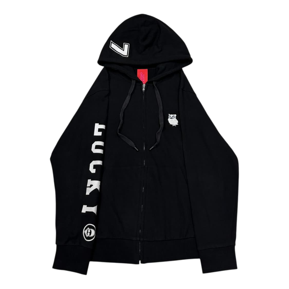 럭키슈에뜨 프린팅 후드집업 자켓 블랙 상품이미지1