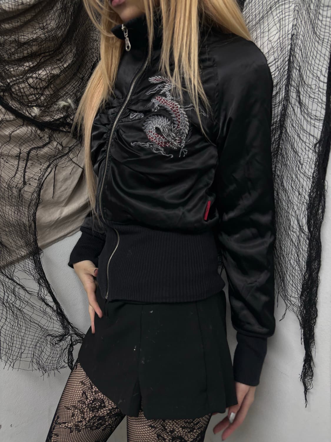 [2000s Ozz On] Dragon Print Bomber-Fit J 상품이미지5