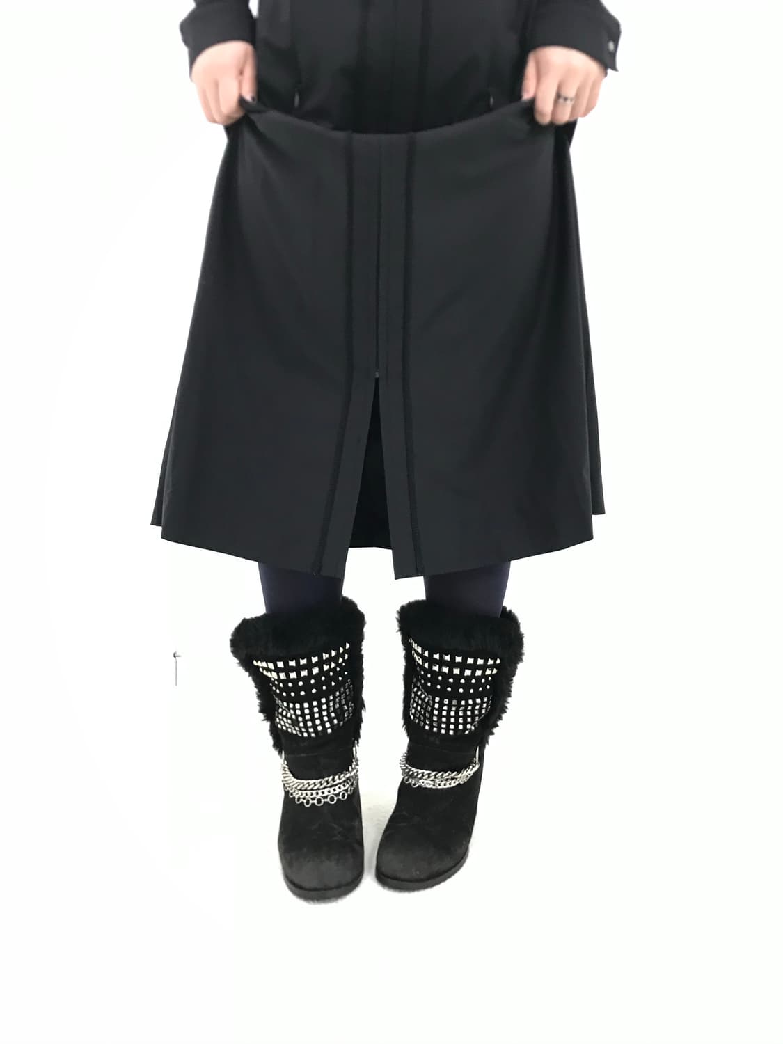 Egoist stud chain mix fur wedge boots 상품이미지5