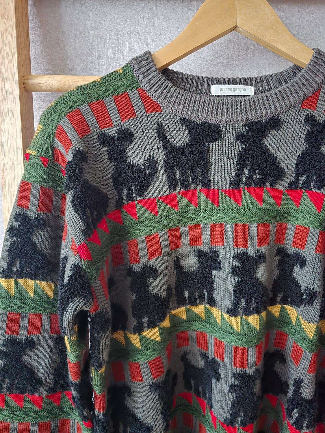 빈티지 도그 패턴 울혼방 니트 상품이미지2