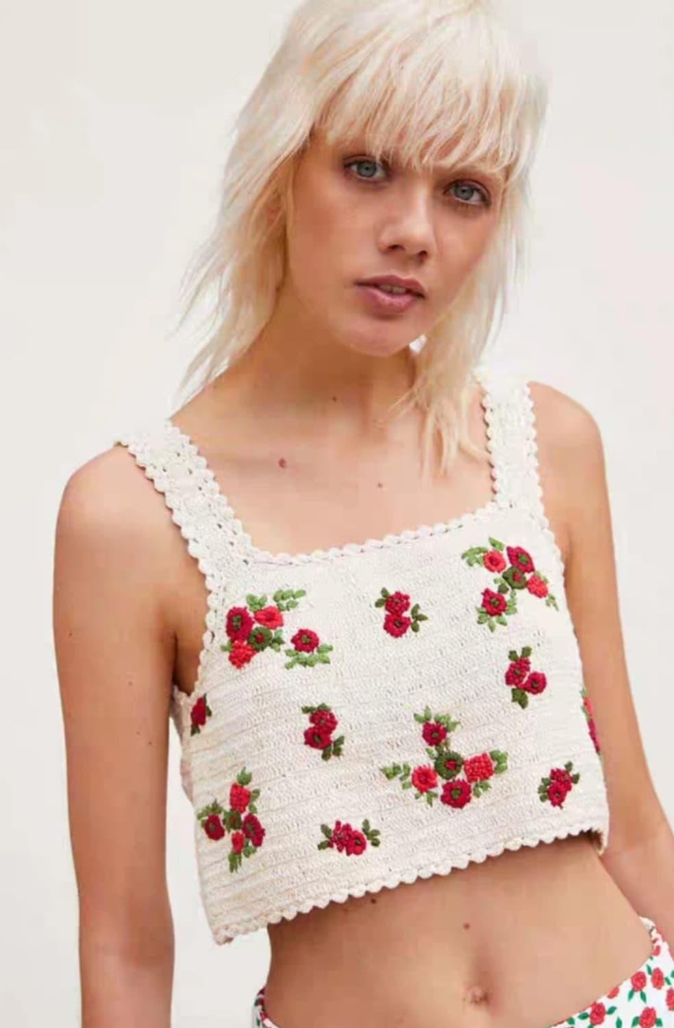 아이보리 플라워 뜨개 크로쉐 탑 상품이미지2