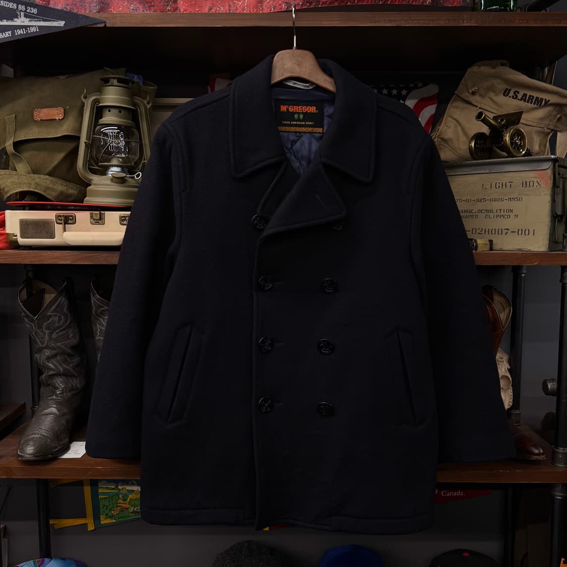 90s McGregor 맥그리거 퀼팅 라이닝 밀리터리 미해군 피코트 상품이미지1