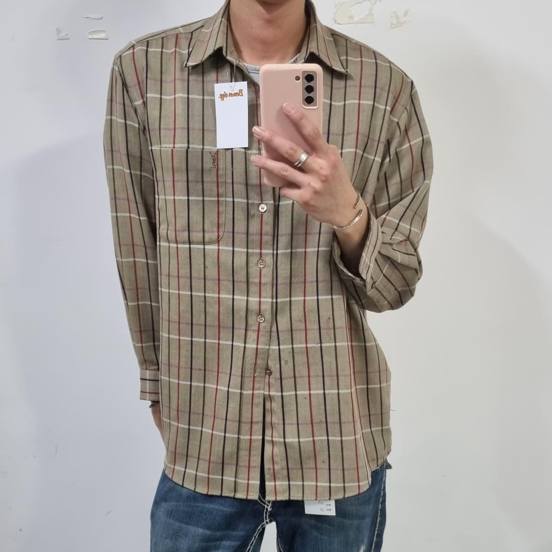 입생로랑 브라운 체크셔츠  상품이미지3