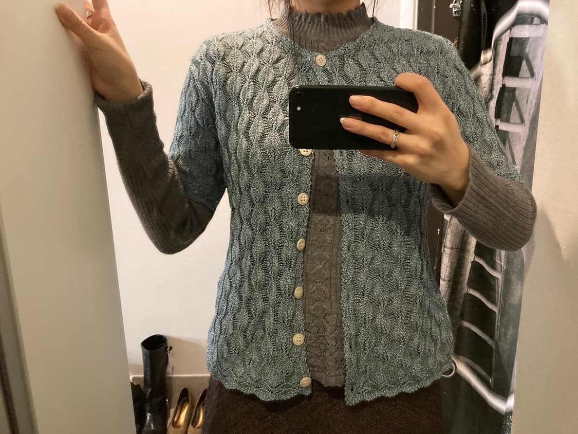 펀칭 하이넥 긴팔 골지 티셔츠 상품이미지1