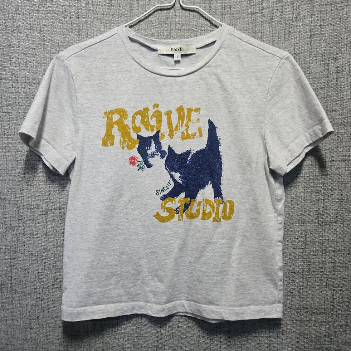 Raive 레이브 고양이 프린팅 반팔 티셔츠  상품이미지2